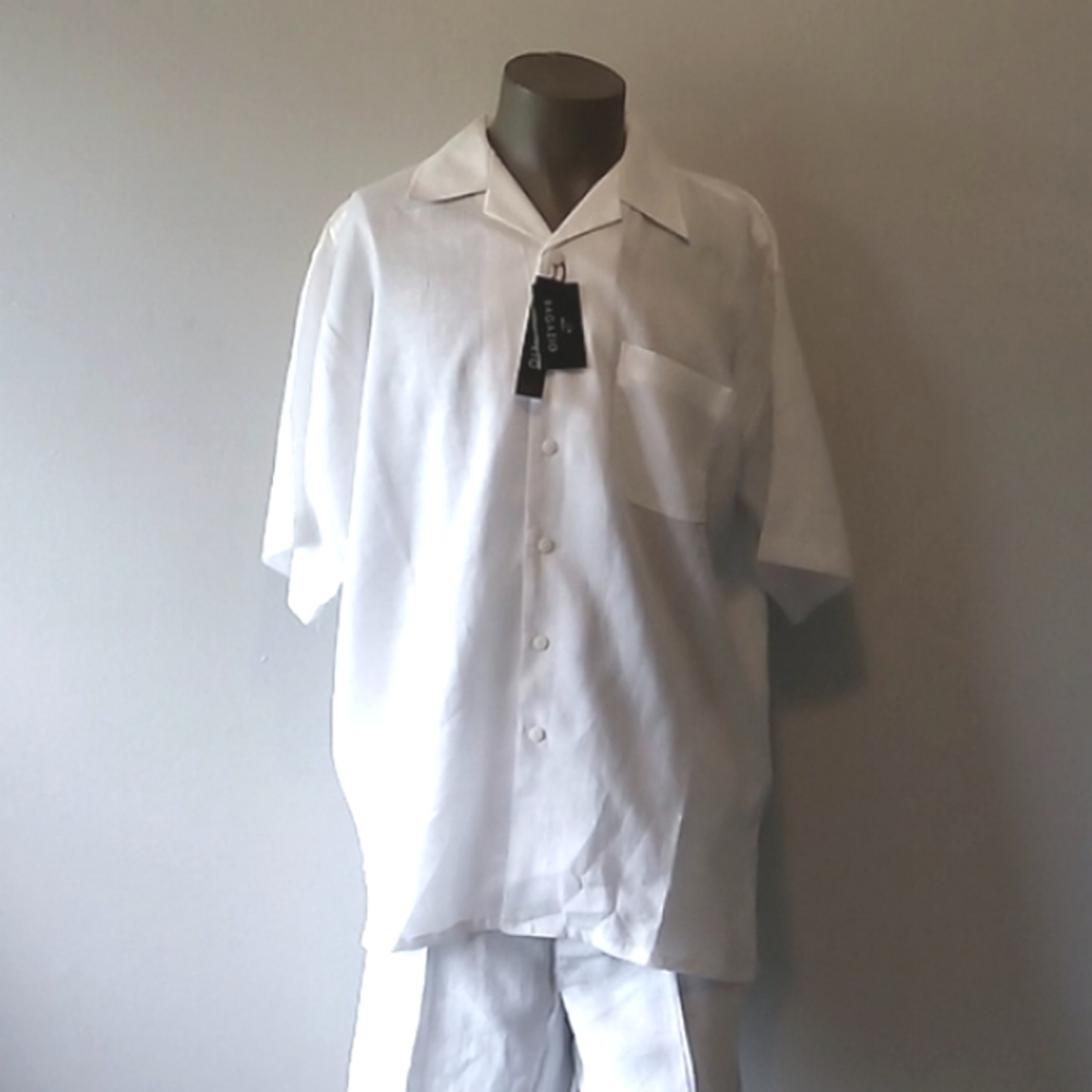 Flawless & Timeless 2pc White Men's short sleeve Set by Bagazio